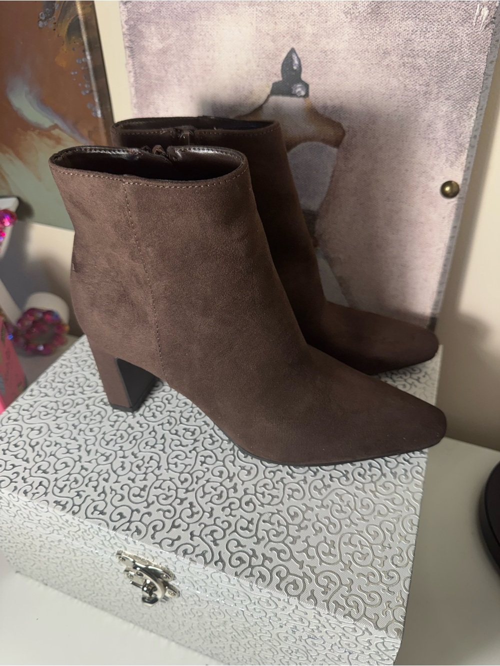 Unisa Classic Brown Suede Ankle Boots New